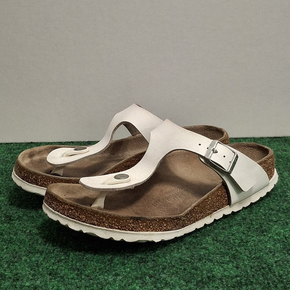 Birkenstock Gizeh Sandals Womens 9 White Thong Cork Footbed Comfort 36 Germany